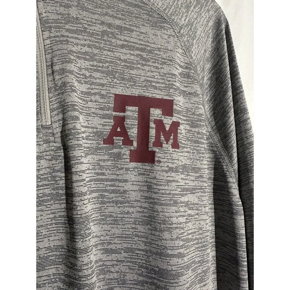 Texas A&M fanatics Mens Striated Raglon Light Weight‎ Quarter Zip Top Grey XL